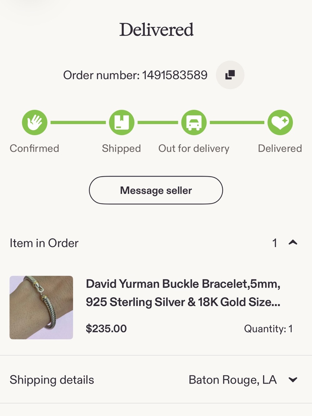 David Yurman Two-Tone Cable Bracelet in Silver & Gold Accents - Picture 6 of 7